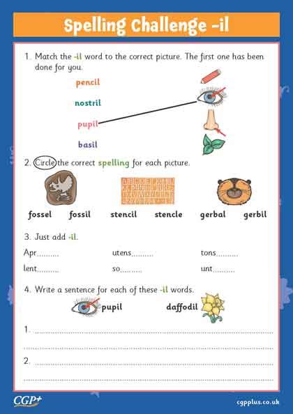 Words Ending in -le, -el, -al and -il (Year 2) | CGP Plus