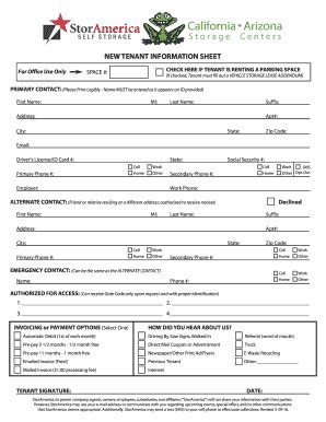 Fillable Online 1. New Tenant Information Sheet Fax Email Print - pdfFiller