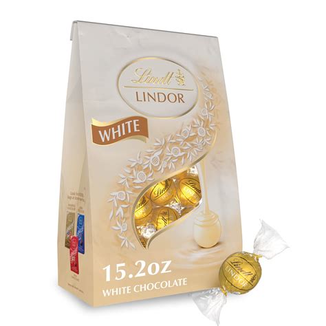 Lindt LINDOR White Chocolate Truffles, Halloween Party Candy, 15.2 oz ...