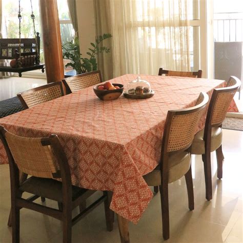 Wipeable & Anti-Slip Cotton Table Linen | Table Cloth | Agra Red ...