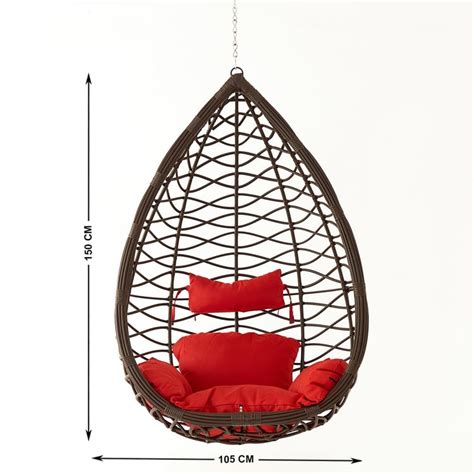 Buy Helios Brezza Uber Hanging Chair with Seat Cushions - Brown from ...