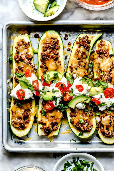 Taco Stuffed Zucchini Boats - foodiecrush.com