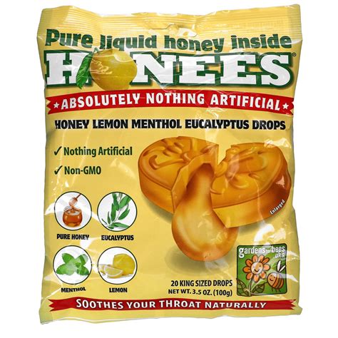 Honees, Cough Drops, Honey Lemon, 20 King Sized Cough Drops - iHerb