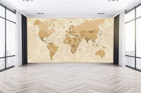 World Map Wallpaper Map Wall Mural Peel and Stick - Etsy