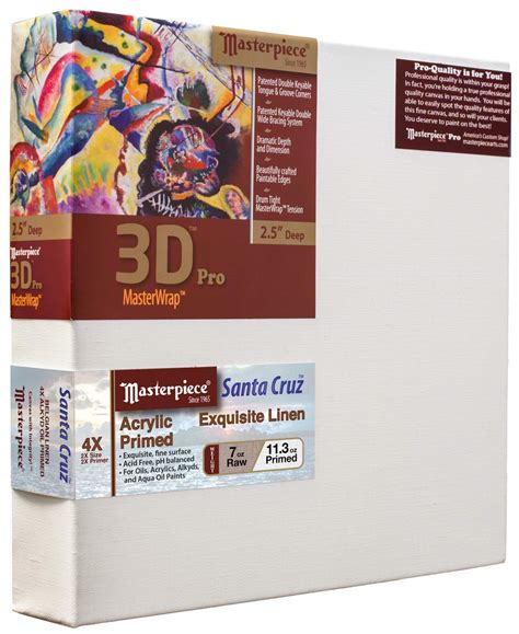 Masterpiece Artist Canvas DZ-0818 3D Pro 2-1/2" Deep, 8" x 18", Linen ...