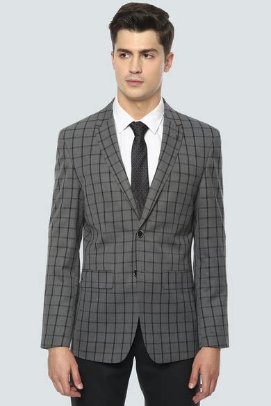 Buy Men Grey Slim Fit Check Formal Blazer Online - 579180 | Louis Philippe