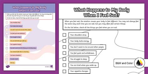 Feeling Sad Activity Sheet for Kids | Twinkl USA