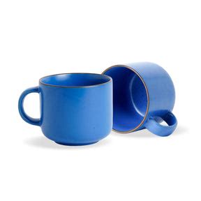 Ceramic Coffee Mugs | Japandi Collection | Set of 2 | 400 ML | Blue