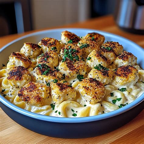 Easy Creamy Garlic Parm Chicken Alfredo Rotini Recipe