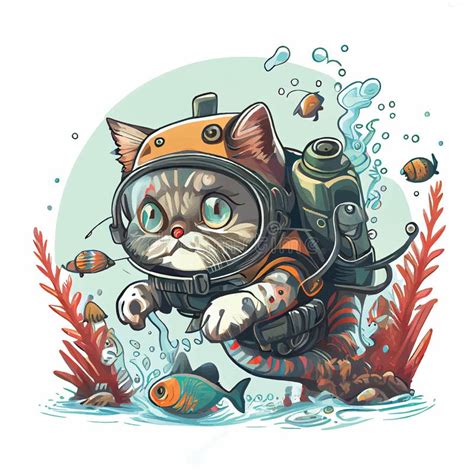 Scuba Diver Cartoon Clipart Cats