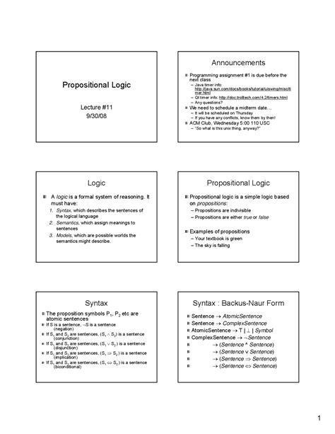 Lecture 11 on Propositional Logic - Artificial Intelligence | CS 440 ...