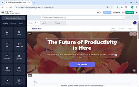 AI Web Page Editor: An SaaS Website Example | Visual Paradigm AI