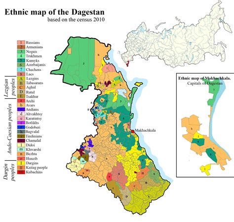 Ethnic map of Dagestan [North Caucasus] : r/MapPorn
