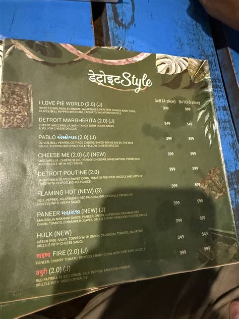 Menu at Pi Pizza Farm, Navsari