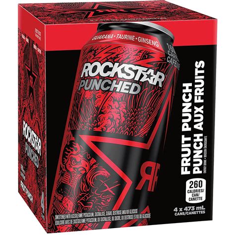 Rockstar Punched Fruit Punch Energy Drink 4pk. - 473ml - Giant Tiger