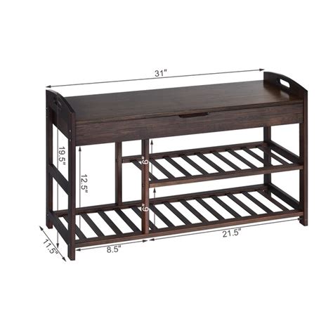 Costway Modern Black Storage Bench 31-Inches x 11.5-Inches x 19.5 ...