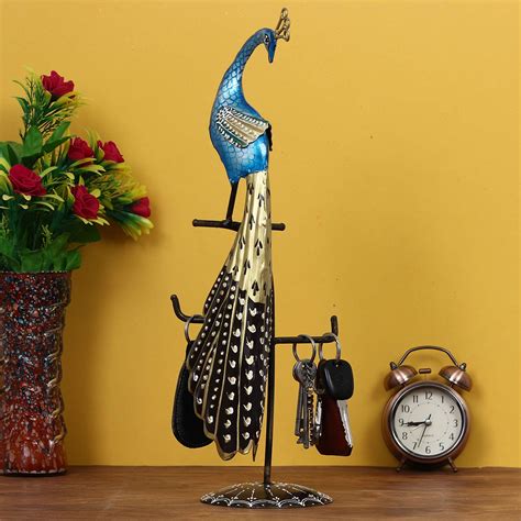 Buy eCraftIndia Colorful Peacock Handcrafted Iron Decorative Showpiece ...