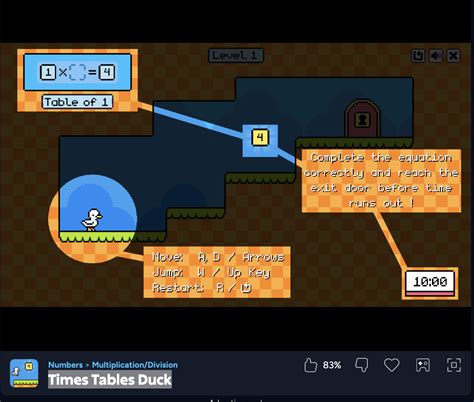 Times Tables Duck - PLay Free Game Online Now