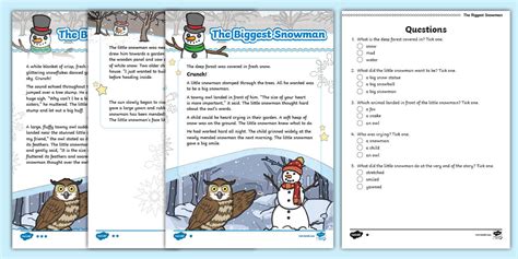 The Biggest Snowman Differentiated Reading Activity | KS1
