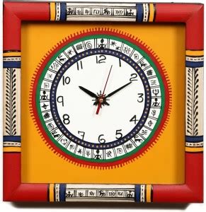 AAKRITI ART CREATIONS Wall Clock Handcrafted Warli Art Yellow Dial with ...