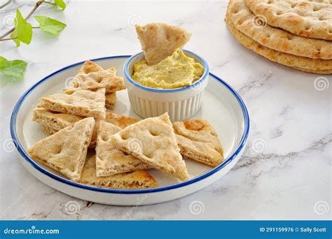 Whole Wheat Pitas with Hummus Stock Photo - Image of nutritious, golden ...