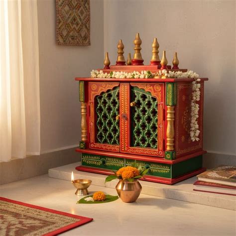 Pooja room Handicraft Temple, Wooden Pooja Temple/Wall Temple In Mango Wood