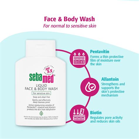 Sebamed Adult Gentle Liquid Face and Body Wash 500ml for Sensitive Skin ...