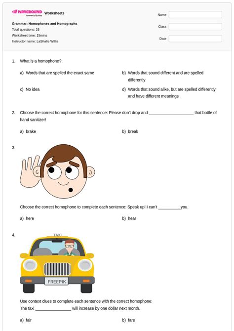 50+ Homophones and Homographs worksheets for Class 4 on Wayground ...