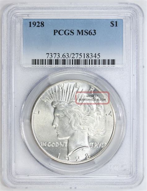 1928 Peace Silver Dollar Ms 63 Pcgs (8345)