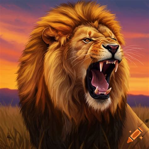 Illustration of a bear and a lion roaring and facing off in a desert ...