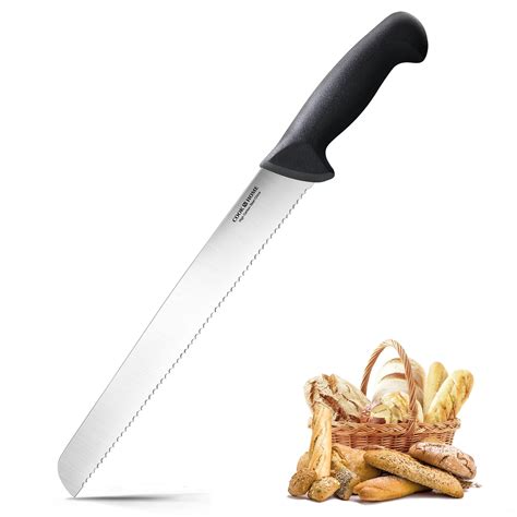 Cook N Home 10-inch Serrated Bread Knife Wavy Edge Bread Slicer Knife ...
