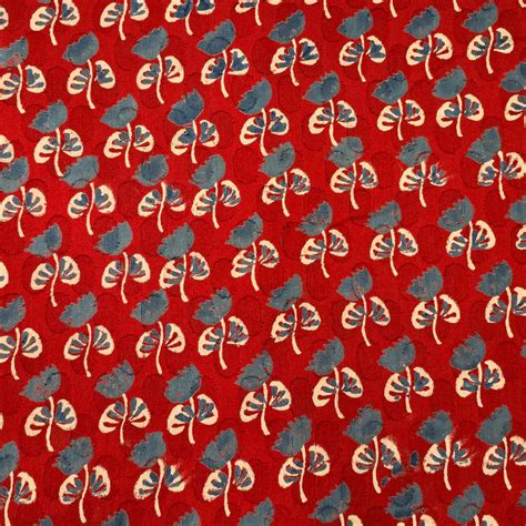 ( PRE-CUT 1 METER ) Pure Cotton Doby Dabu Red With Blue Shy Flower Han ...