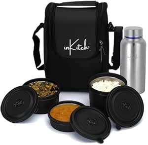 Buy inKitch Microwave Safe Lunch Box Set with Bag | 3 Stainless Steel ...