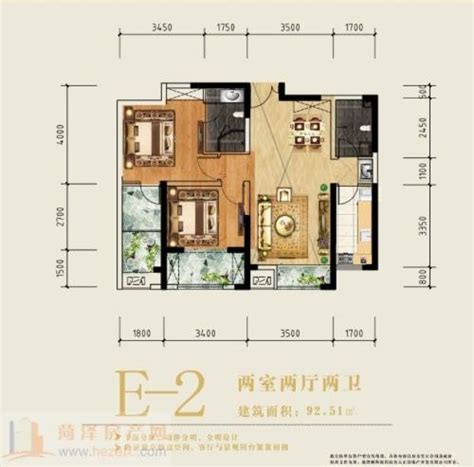 蓝光乐彩城2期B1 66㎡三房两厅一卫户型图,3室2厅1卫65.34平米- 成都透明房产网