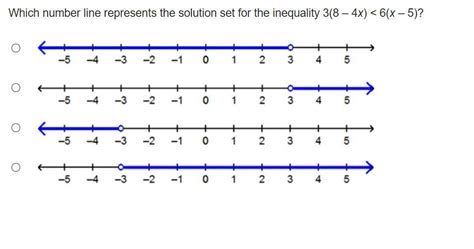Which number line represents the solution set for the inequality 3(8 – 4x)