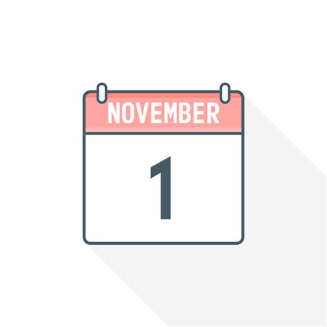 1st November calendar icon. November 1 calendar Date Month icon vector ...