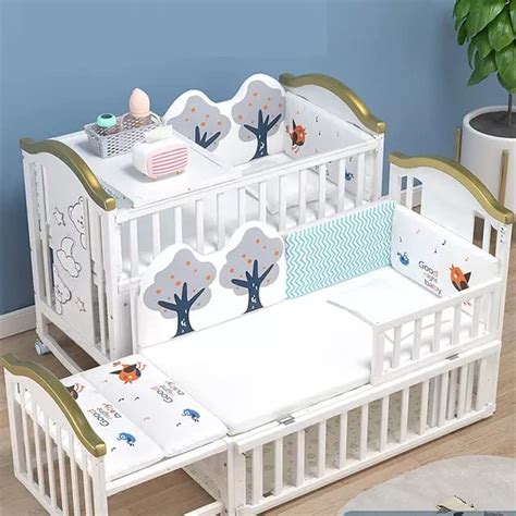 Buy BabyTeddy® 12 in 1 Patented Multifunctional White Baby Crib, Baby ...