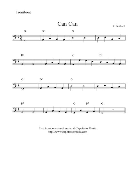 Easy Sheet Music For Beginners: Free printable trombone sheet music ...