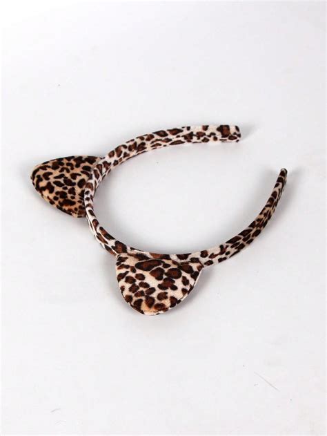 Cute 1pc Leopard Pattern Cat Ear Decor Costume Headband For Halloween ...