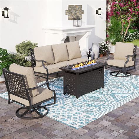 Amazon.com: SUNSHINE VALLEY Patio Furniture Set with Firepit Table, 4 ...