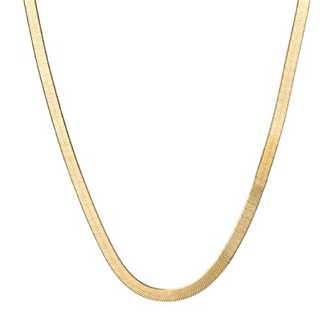9ct Yellow Gold Herringbone Chain Necklace - Gold and Diamonds