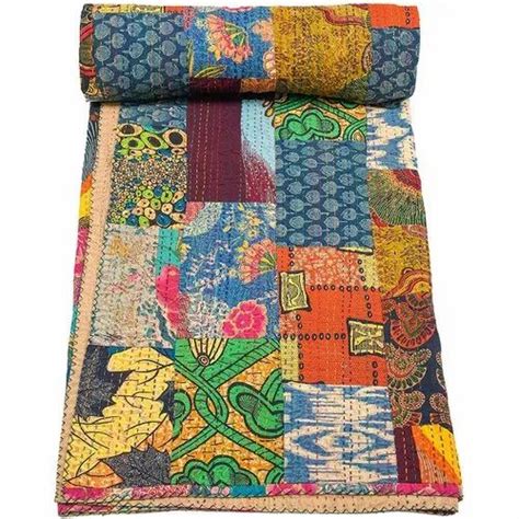 Patch Work Kantha Bed Cover - Jaipuri Printed Bed Cover Trader ...