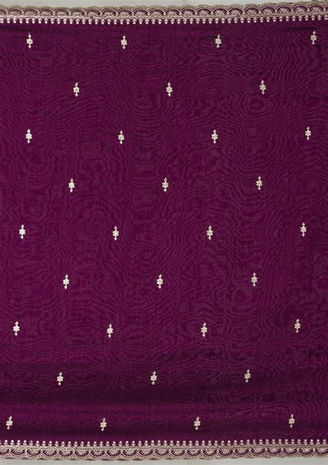 Buy Purple Threadwork Raw Silk Readymade Salwar Suit - Koskii