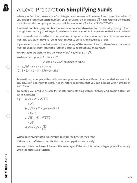 Image result for Surds Math a Level Notes