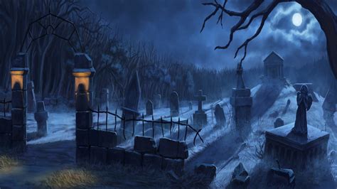 Cemetery At Night Wallpaper