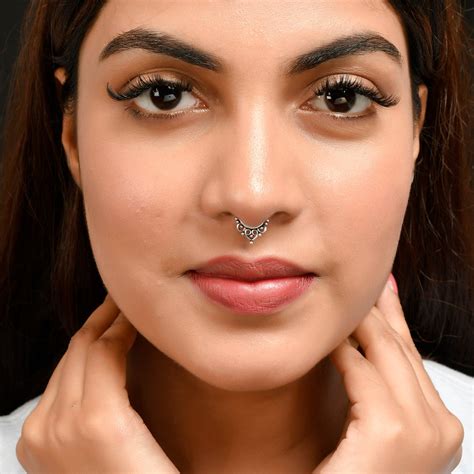 Sterling Silver 925 Septum Nose Ring For Non Pierced nose – NEMICHAND ...