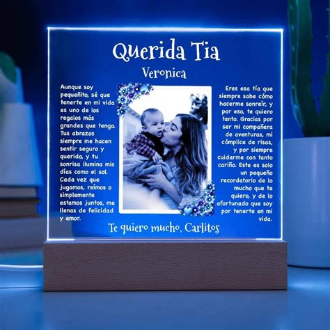 Tia Gift From Nephew in Spanish, Personalized Photo Plaque, Spanish Christmas Gift for Aunt ...