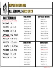 Royal High School Bell Schedules 2022-2023: Daily Schedule and | Course ...