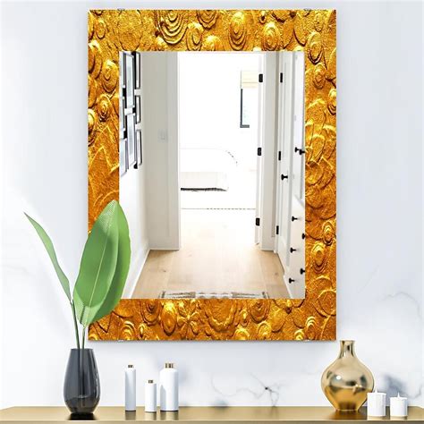 Designart Designart Mirrors 35.4-in W x 35.4-in H Yellow and Gold ...
