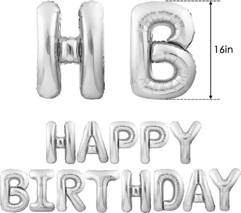 Buy RUBFAC Happy Birthday Banner, Silver Birthday Balloons Letters ...